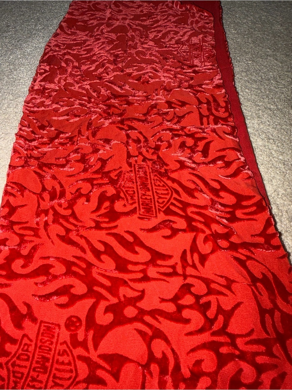 Vintage 90's Harley Davidson Flocked Flames Scarf - Picture 5 of 6